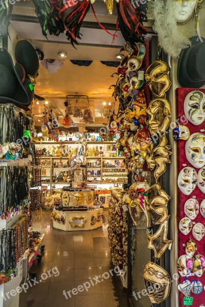 Masks Venice Masquerade Souvenirs Italy