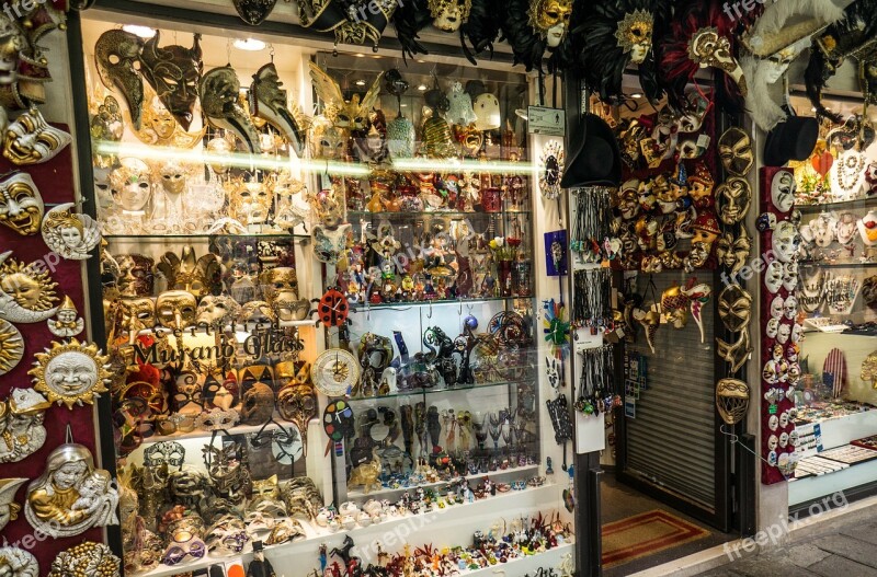 Masks Venice Masquerade Souvenirs Italy