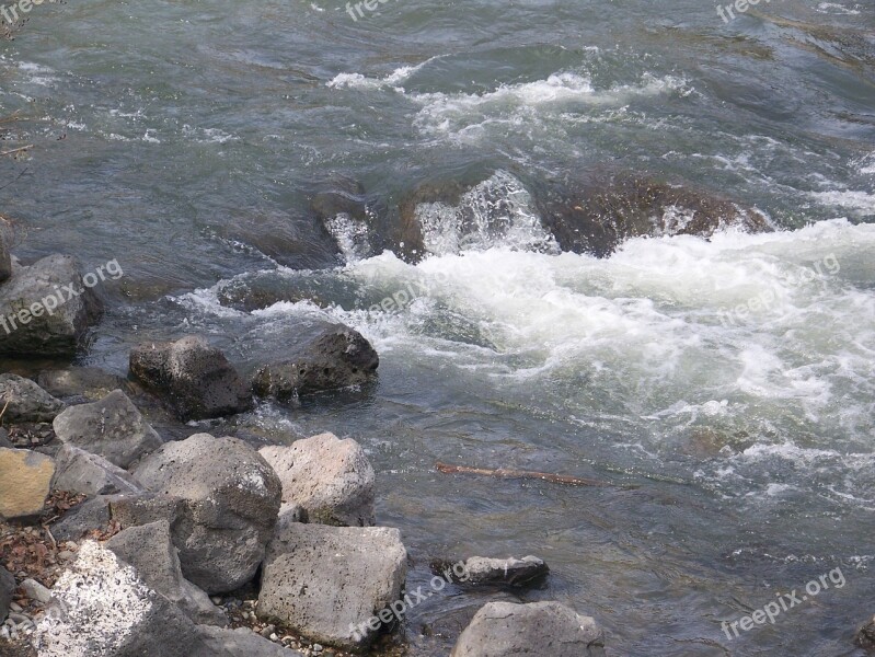 Water Splash Rocks Rapids Flow