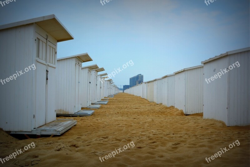 Beach Cabins Oostende Beach Sand Free Photos