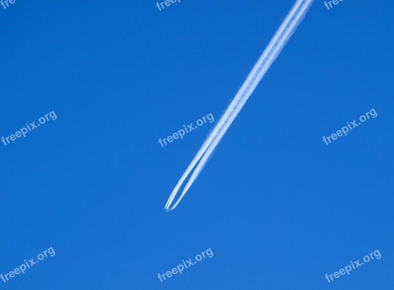 Contrail Flogzeug Sky Blue Free Photos