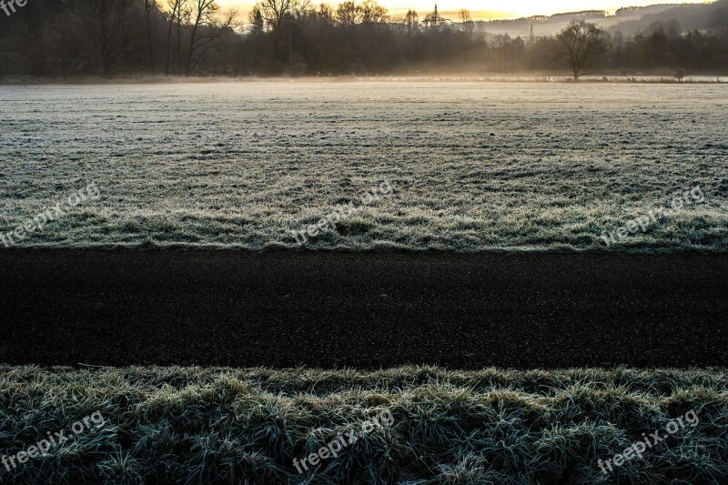 Frost Winter Path Landscape Cold