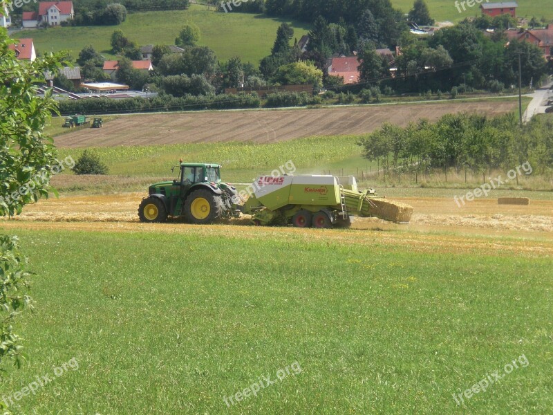 Tractor Baler Straw Agriculture Free Photos