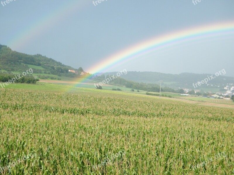 Rainbow Cornfield Hill Free Photos