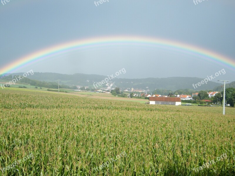 Rainbow Cornfield Field Free Photos