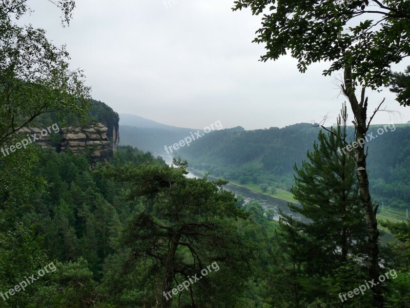 Elbe Valley River Nature Park Saxon Switzerland Landscape