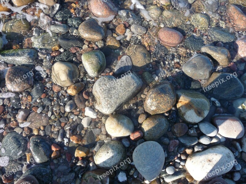 Pebbles Heart Stone Baltic Sea Water Flint