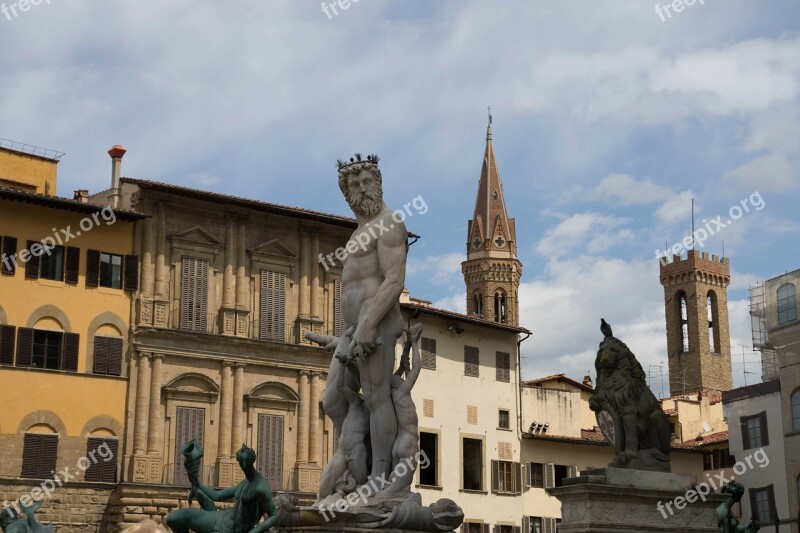 Neptune Florence Statue Italy Plaza