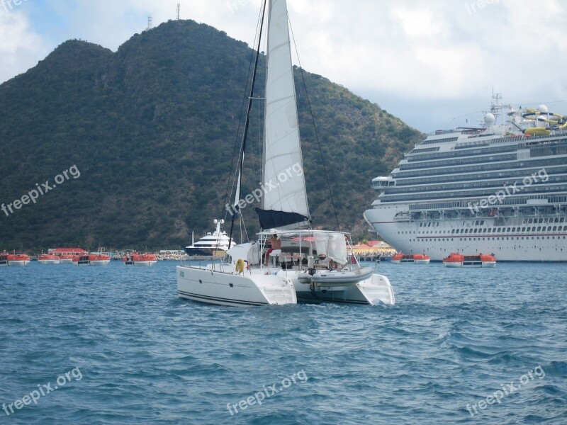 Catamaran Sailboat Sailing Water Bay