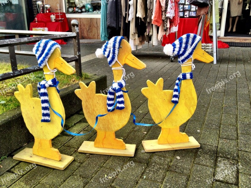 Duck Wooden Group Figure Blue