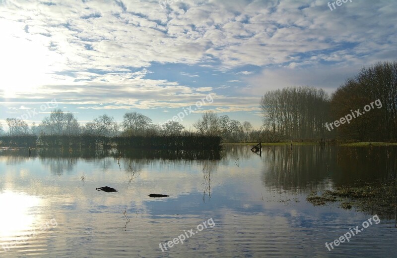 Lake Winter Countryside Country Landscape