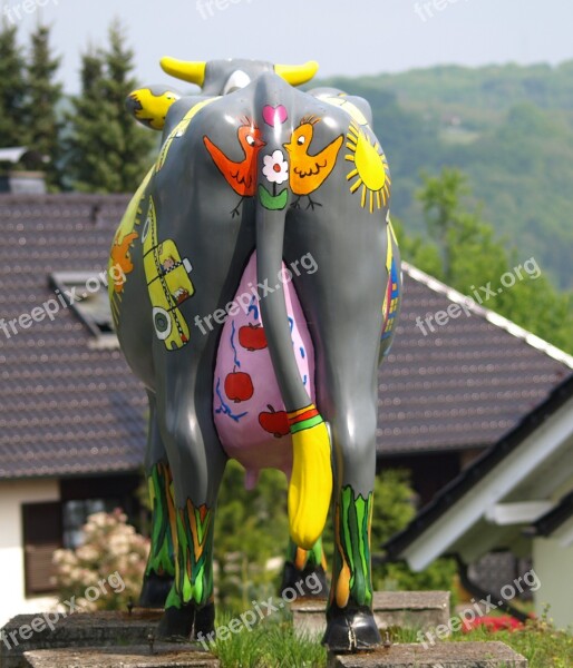 Cow Back Colorful Sculpture Painted