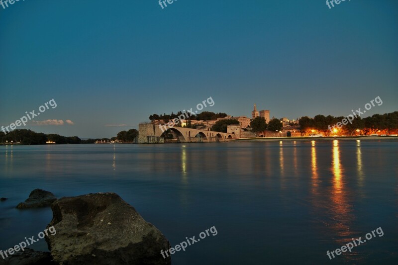 Evening Sunset River Pont D'avignon Bridge