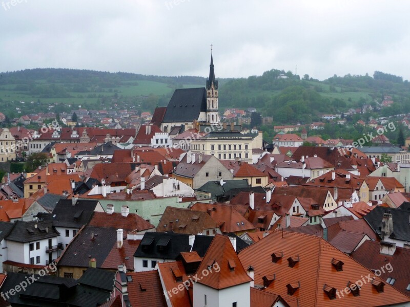 Chesky Krumlov City Architecture Rooftop Looking Down