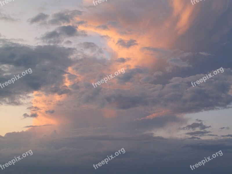 Sunset Clouds Layered Clouds Sky Orange Beauty