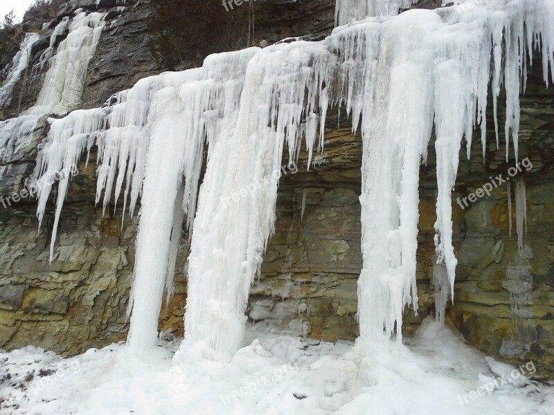 Ice Nature Limestone Rocks Cold