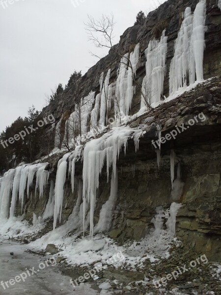 Ice Nature Limestone Rocks Cold