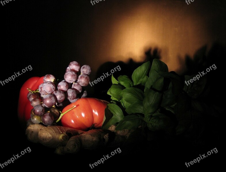 Fruit Still Nature Mature Tomato Grapes