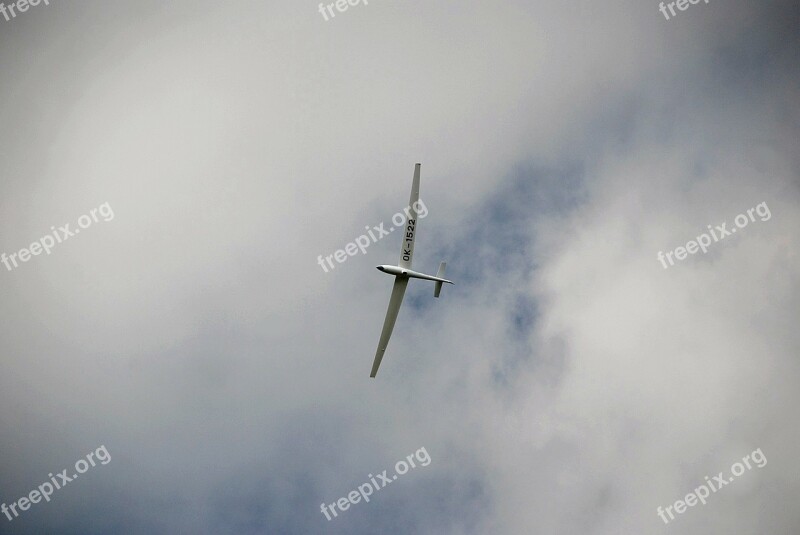 Glider The Plane Clouds Sky Blue