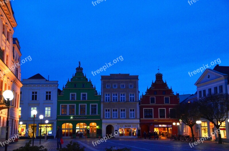 Market Güstrow Mecklenburg Marketplace Night