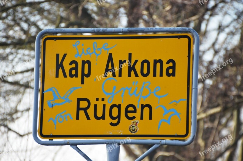 Rügen Cape Arkona Town Sign Shield Germany