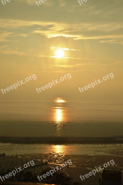 Wadden Sea Ebb Sun Sunset Baltic Sea