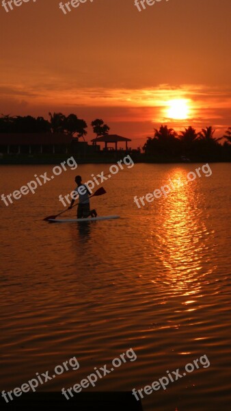 Sunset River Scenery Romance And