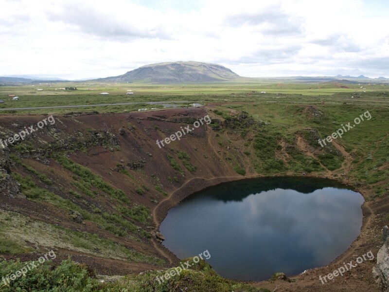 Crater Lake Volcanic Crater Volcanism Iceland Landscape