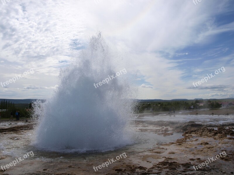 Geyser Iceland Landscape Fountain Eruption