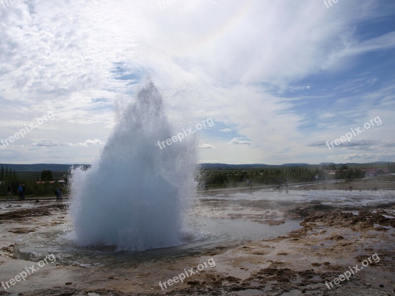 Geyser Iceland Landscape Fountain Eruption