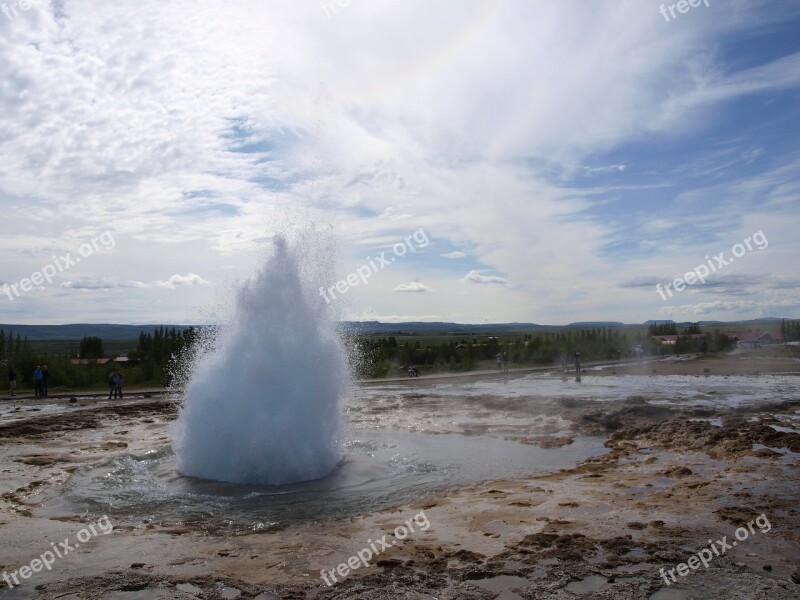 Geyser Iceland Landscape Fountain Eruption