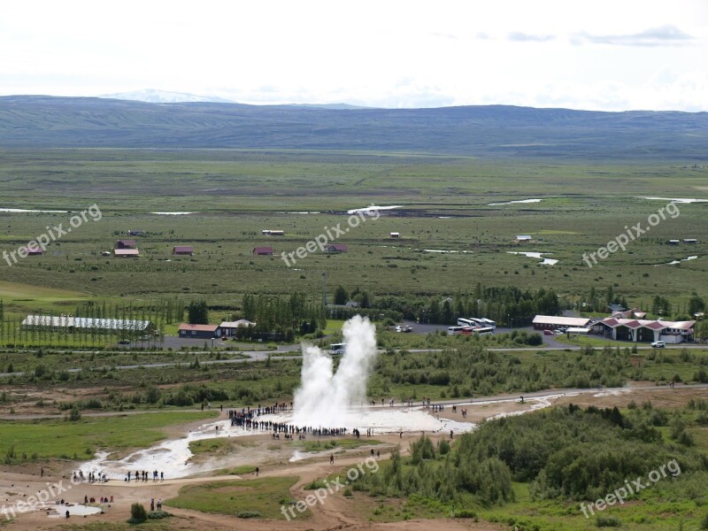 Geyser Iceland Landscape Fountain Eruption