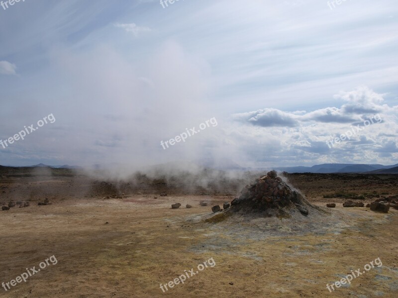 Sources Of Hot Thermal Springs Geothermal Iceland Landscape