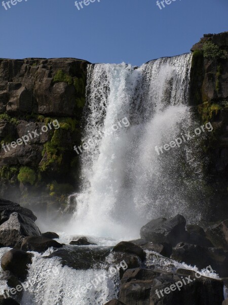 þingvellir Iceland Landscape Wass Waterfall