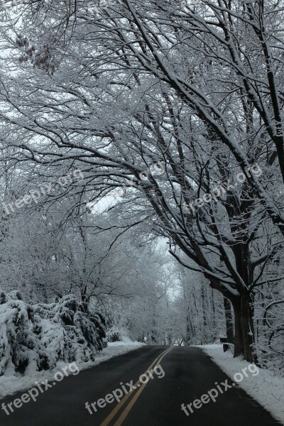 Road Journey Snow Asphalt Winter