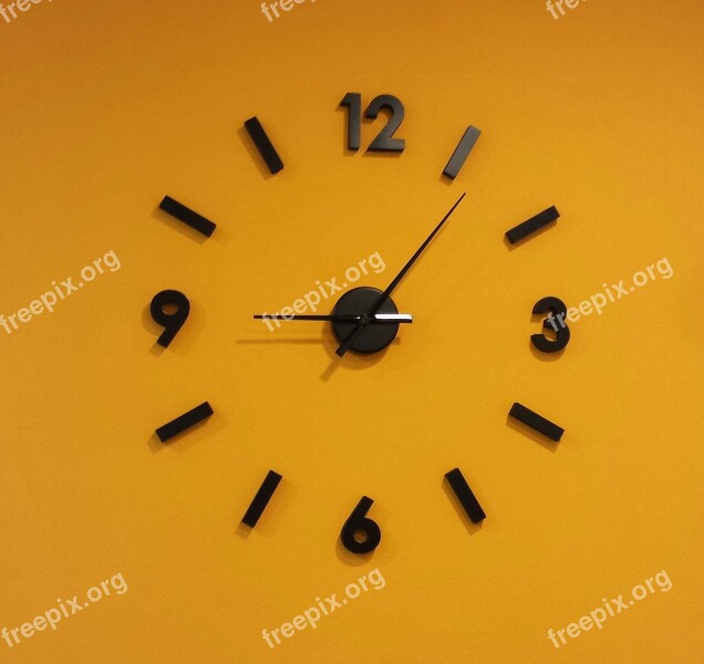 Clock Orange Wall Hour Time