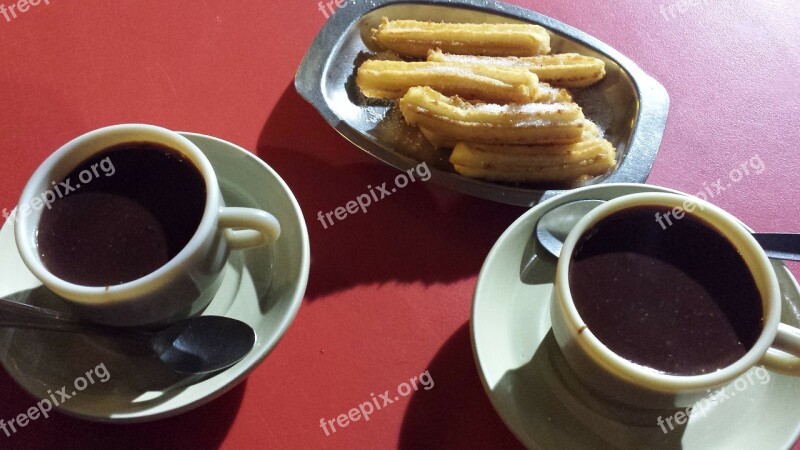 Picnic Chocolate Undone Churros Breakfast Free Photos