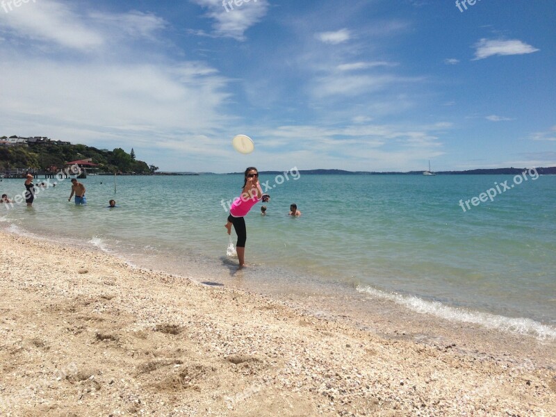 Frisbee Girl Beach Sun Fun