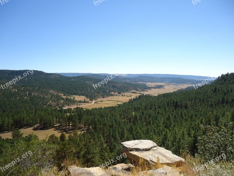 Wyoming Big Sky Trees Rock Nature