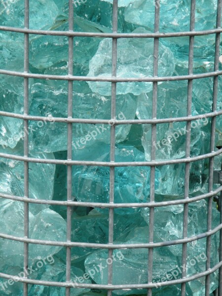 Grid Around Grids Metal Glass Blocks Turquoise