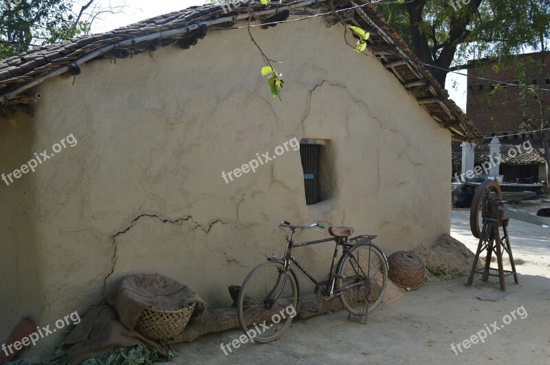 Village Hut Indian Village Landscape Countryside