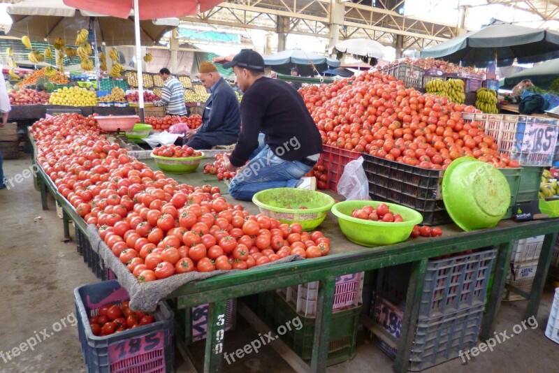 Market Bazaar Vegetables Tomatoes Food