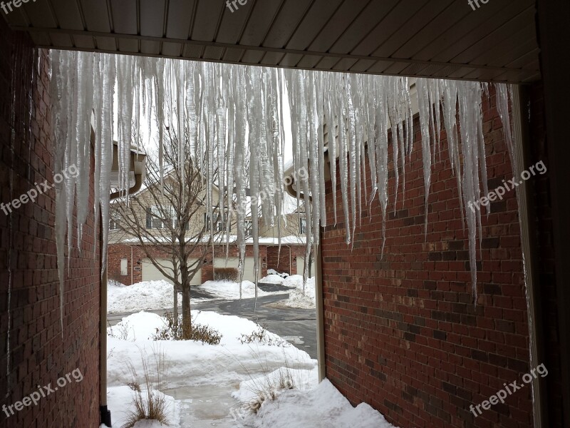 Icicles Cold Ice Winter Snow