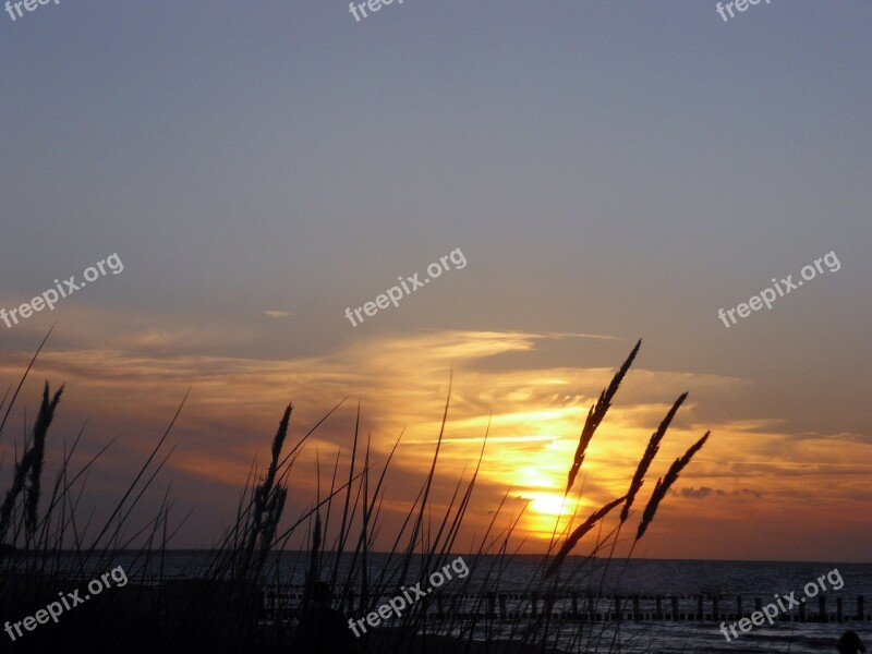 Zingst Evening Sunset Baltic Sea Darß