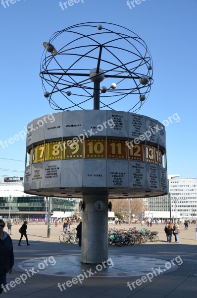 World Clock Berlin Artwork Architecture Alexanderplatz