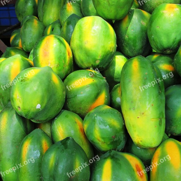 Papaya Fruit Green Tropical Exotic