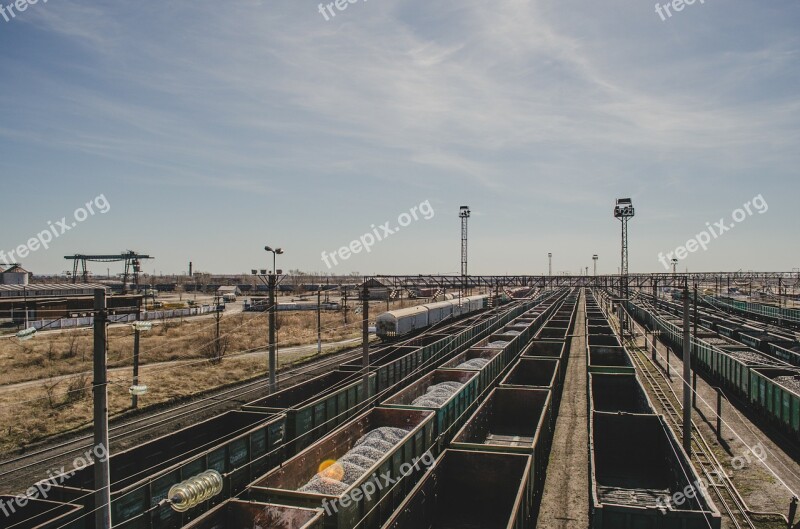 Road Trains Wagons Railway Tracks Railway Train