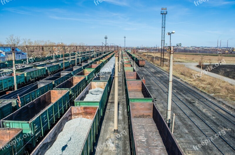 Road Trains Wagons Railway Tracks Railway Train