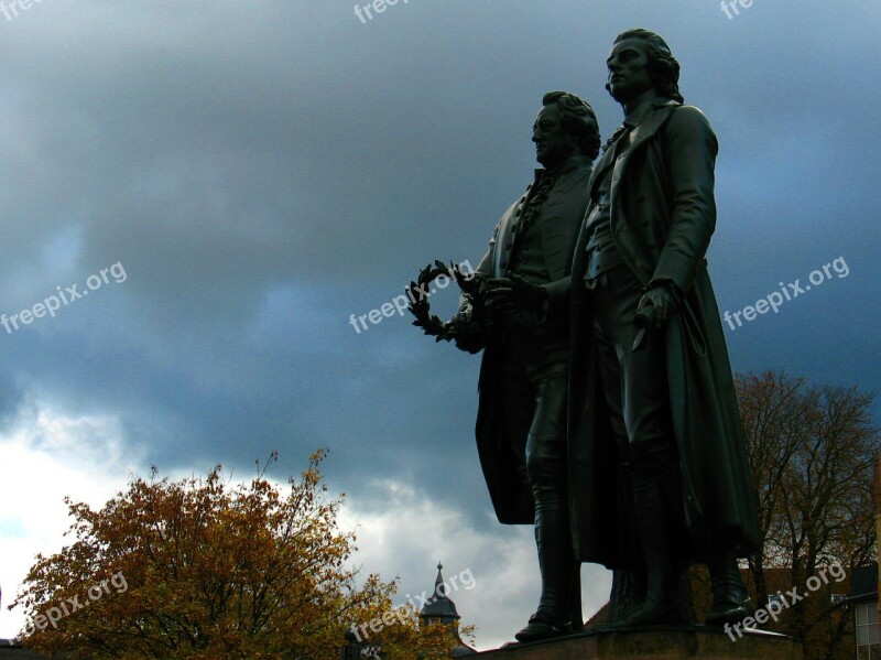 Goethe Schiller Monument Weimar Theatre Square