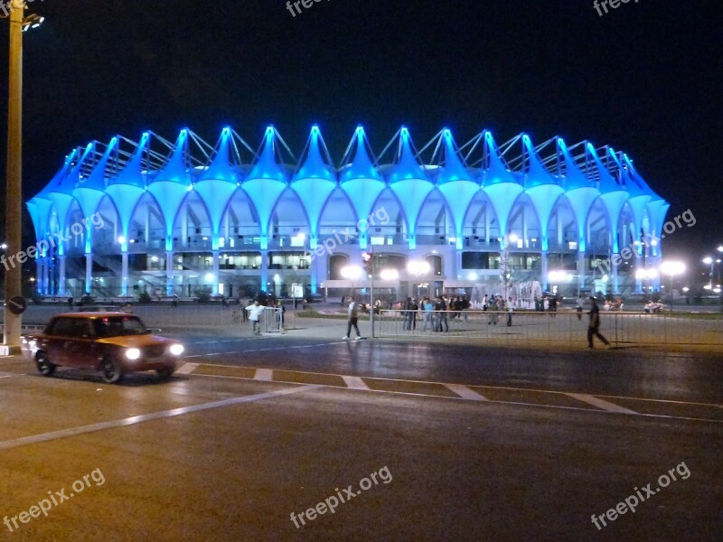 Stadium Football Club Bunyodkor Tashkent Evening City Illumination